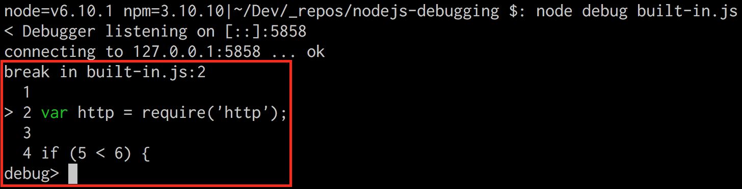 An example of highlighting the port the process is running on the localhost