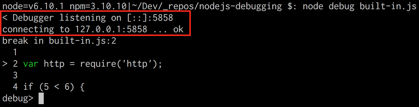 An example of highlighting the port the process is running on the localhost