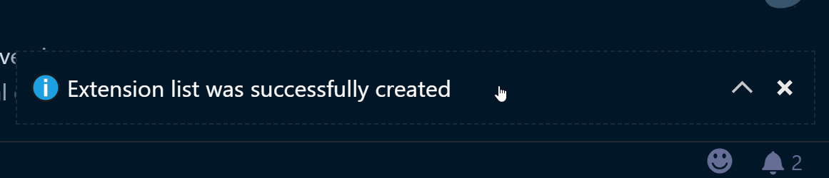 A success notification for completing the file creation in our extension